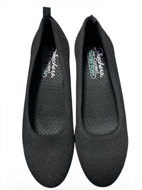 Skechers Women's Black Knit Slip-On Memory Foam Flats Sz 9